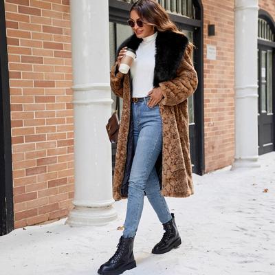 Осень и зима ретро узор змеиная кожа трендовый бренд утолщенное искусственное меховое плюшевое пальто