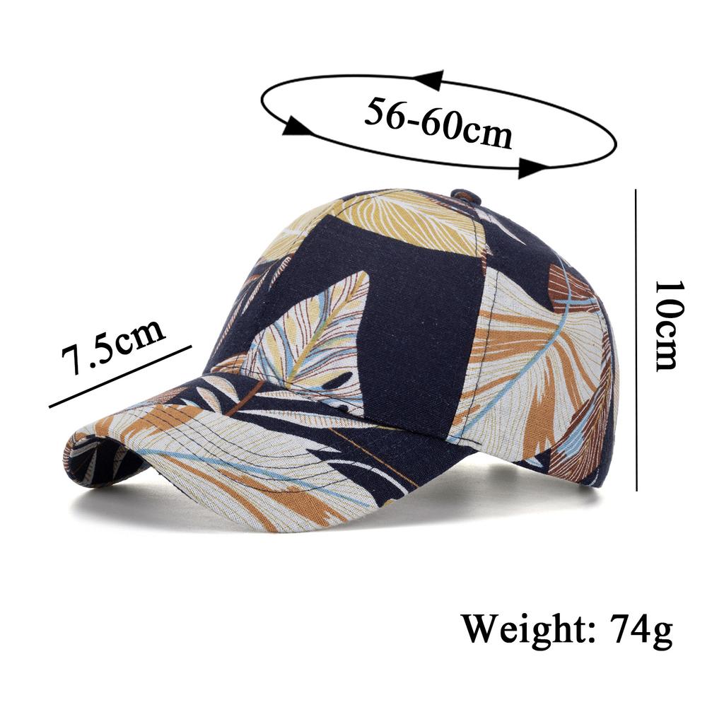 Бейсболка с принтом листьев для улицы, шляпа от солнца