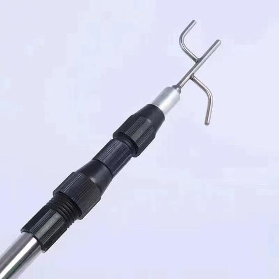 Stainless Steel Telescopic Capture Pole with Pickup Hook Curtain Puller Clothes Dryer Fishing Net Puller Portable Truck Cargo Grabber