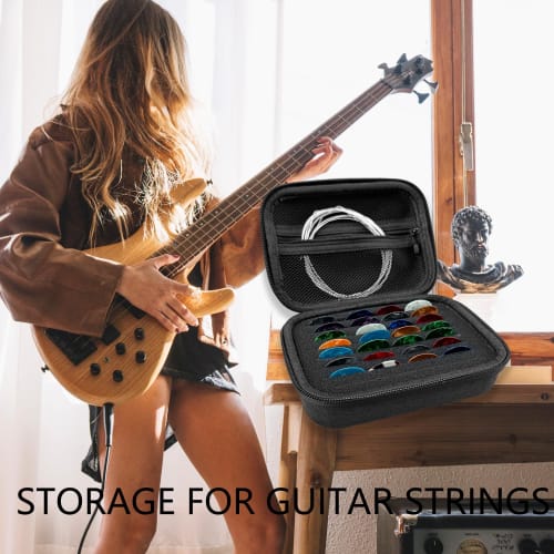 Guitar Pick Holder Case for Fender Dunlop D'Addario Dunlop Musical Instruments, Guitar Accessories, All Sizes, Pick Storage Pouch, Box Bag Only (Dark