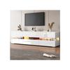 Meuble TV Moderne Blanc Brillant, 160x39x45 Cm, Avec Éclairage LED, 2 Portes, 1 Tiroir