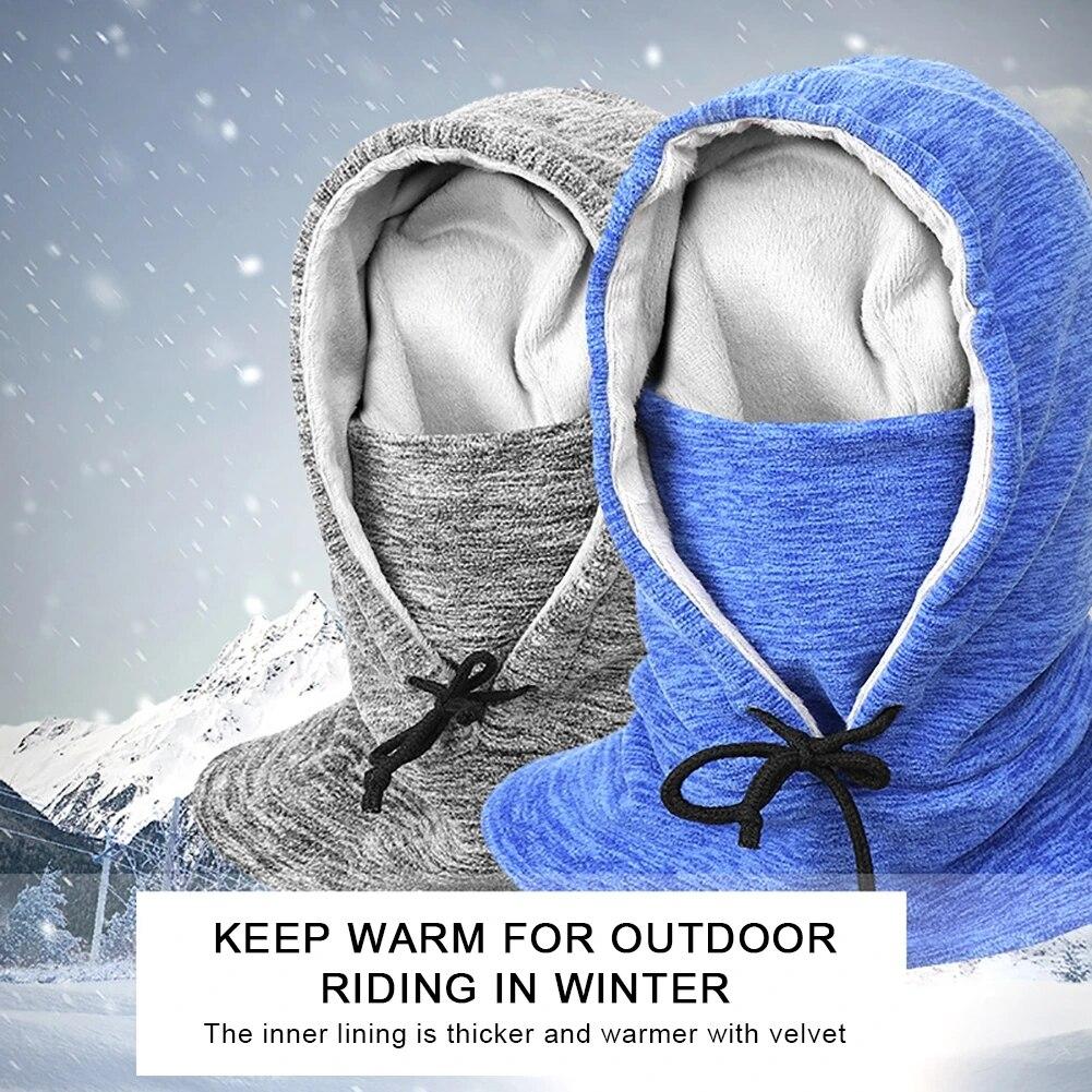 Winter Warm Fleece Beanies Hats For Men Thermal Windproof Skull Bandana Neck Warmer Outdoor Sports Skiing Scarf Thermal Cap