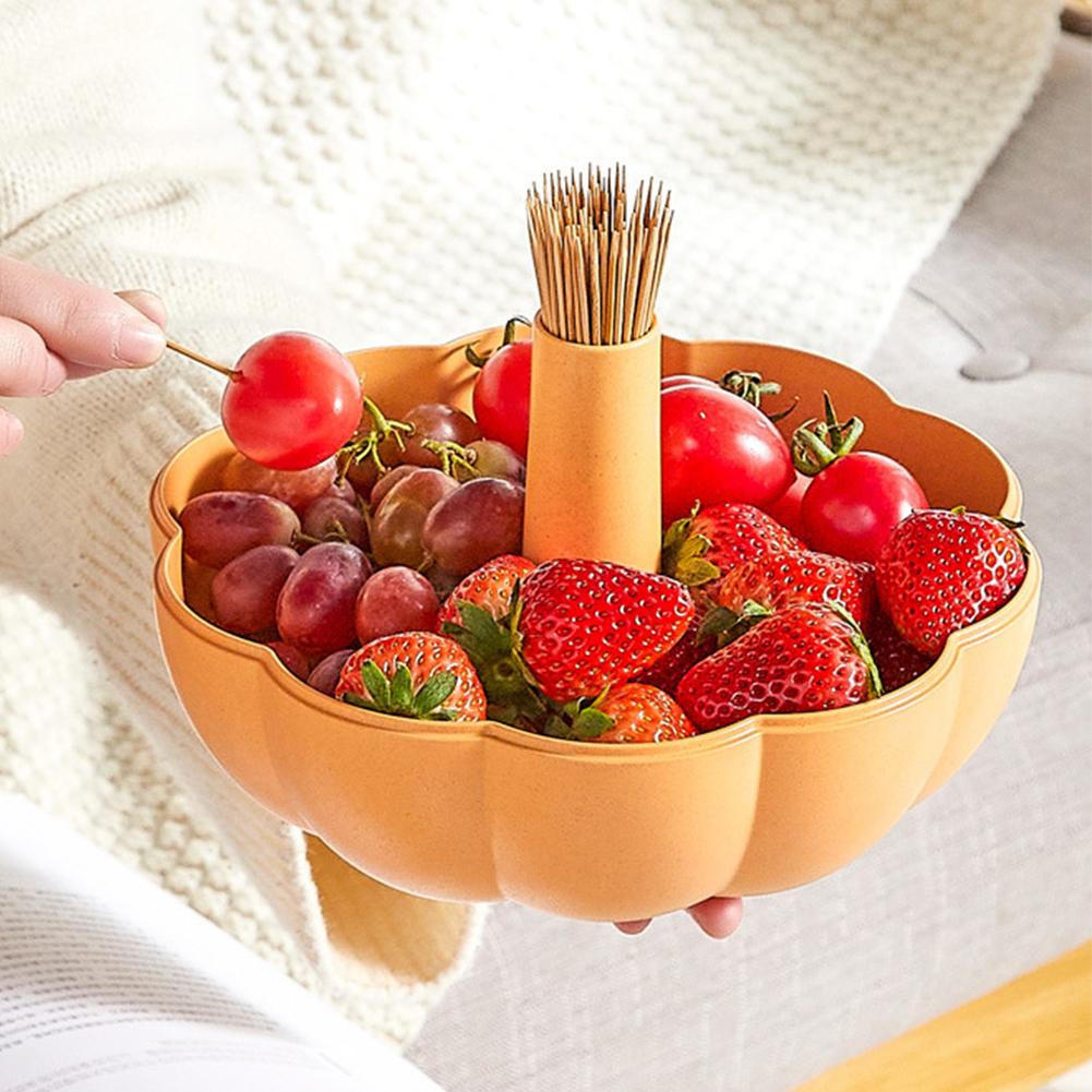 Контейнер для закусок в форме тыквы на Хэллоуин, двухслойная фруктовая конфетница с местом для хранения зубочисток, креативный поднос для стола, корзина для дома