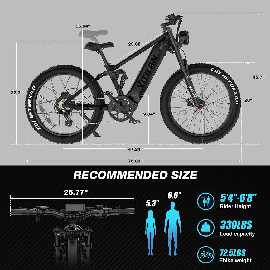 vitilan T7pro Urban electric bicycle 1000W motor (peak power 1600W) SHIMANO 8-speed flywheel 52V 20Ah