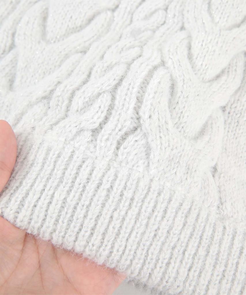 Miette Oversized Cable Knit Sweater REXX1017 Free Size White Women's