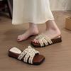Women's Slippers Fairy Style Pearl Flat Sandals 2025 Summer New Cool Slippers for Women Outdoor Non Slip Beach Slippers
