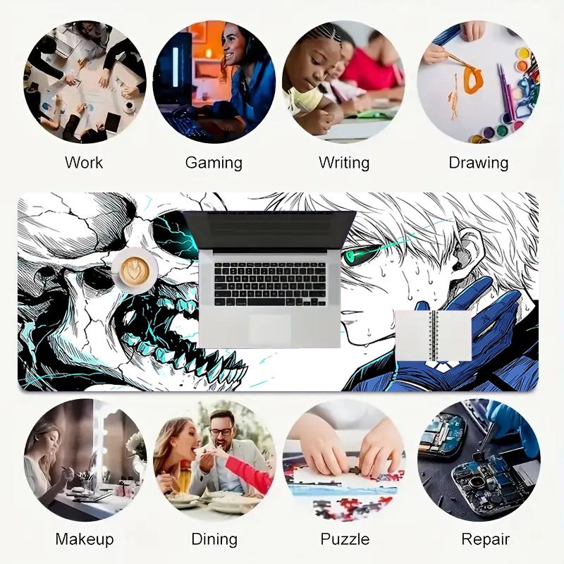 1Pc Skull Crossbones Embrace Gaming Mouse Pad Keyboard Desk Mat Non-slip Rubber Lock Edge Waterproof Computer Mousepad for Office Home Decor Es150