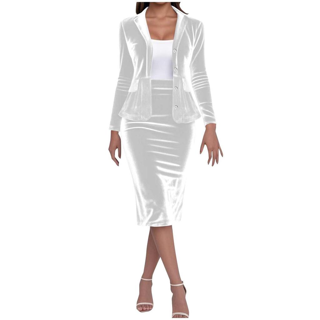 Женский бархатный костюм-двойка, комплект юбок, деловой рабочий наряд, пиджаки с юбкой