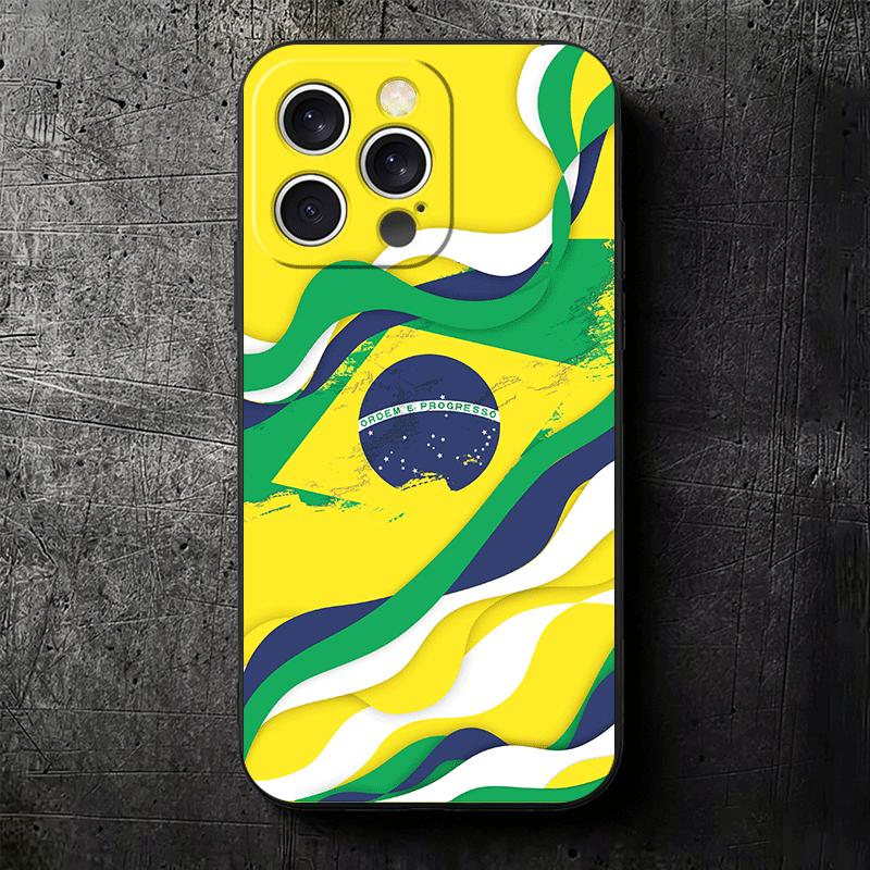 Brazil Brazilian Flag Soft Phone Case for iPhone 16 16E 17 Air 15 Pro Max 14 Plus 13 Mini 11 12 7 Black Cover Back Shell