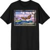 Godzilla Classic Mothra with Cherry Blossom Tree and River Adult Black Short Sleeve Tee