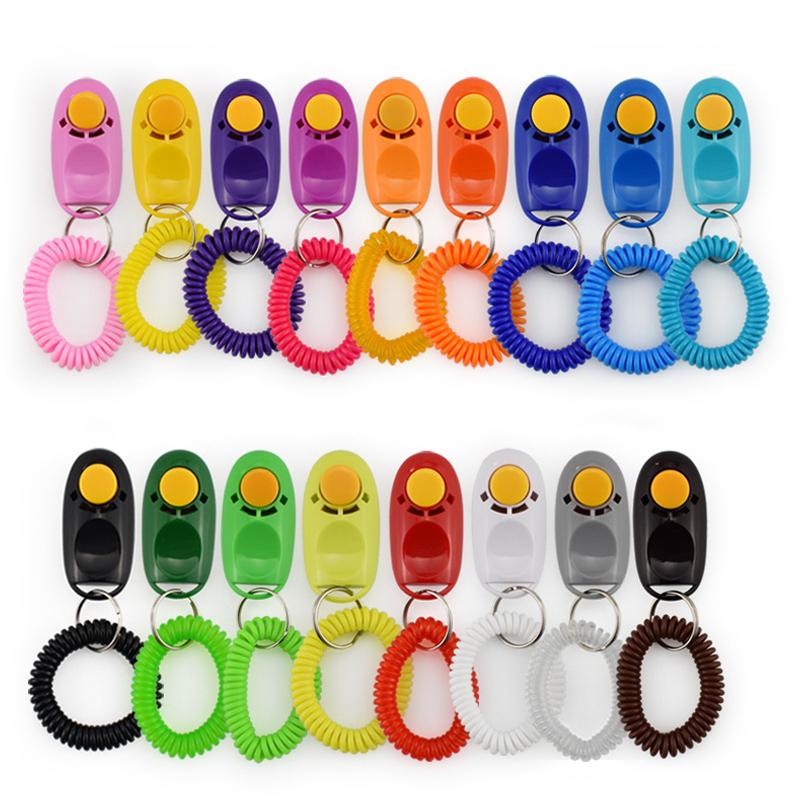 Pet Cat Dog Training Clicker High-Quality Dogs Click Trainer Aid Adjustable Elastic Rope Pet Rattles Dog Training Supplies