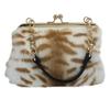 Женская сумочка Fosrion из натурального кроличьего меха с застежкой, маленькая, 2-в-1, с животным принтом, с плечевым ремнем (Кремовый Тигровый Полосатый)