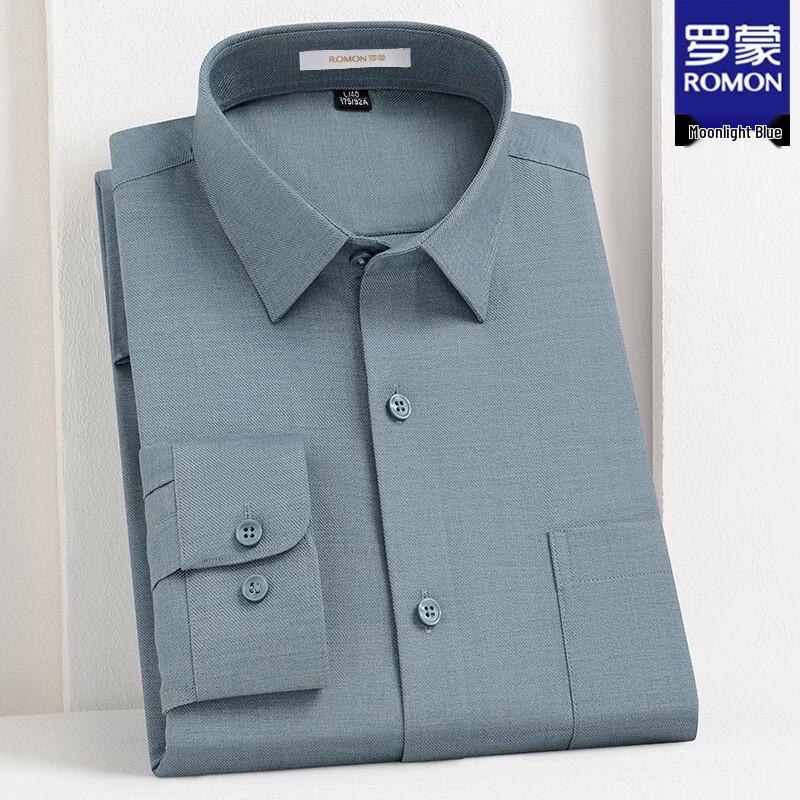 ROMON Мужская рубашка с длинным рукавом из смесовой шерсти в стиле business casual