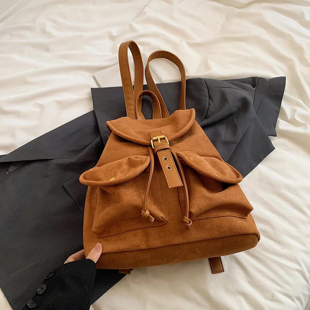 Женские ретро-рюкзаки с маленькими двойными карманами из искусственной кожи 2024 года, зимние рюкзаки Y2K в стиле ретро для школьников и студентов