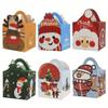 10Pcs Cartoon Merry Christmas Treat Boxes for Candy Biscuit Baking Apple Paper Box Cookie Gift Packaging Box New Year