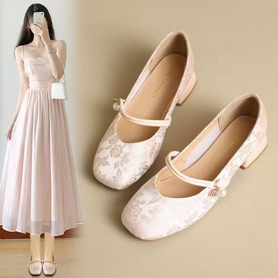 Китайские туфли Мэри с квадратным носком для женщин в китайском стиле, весенние туфли-лодочки