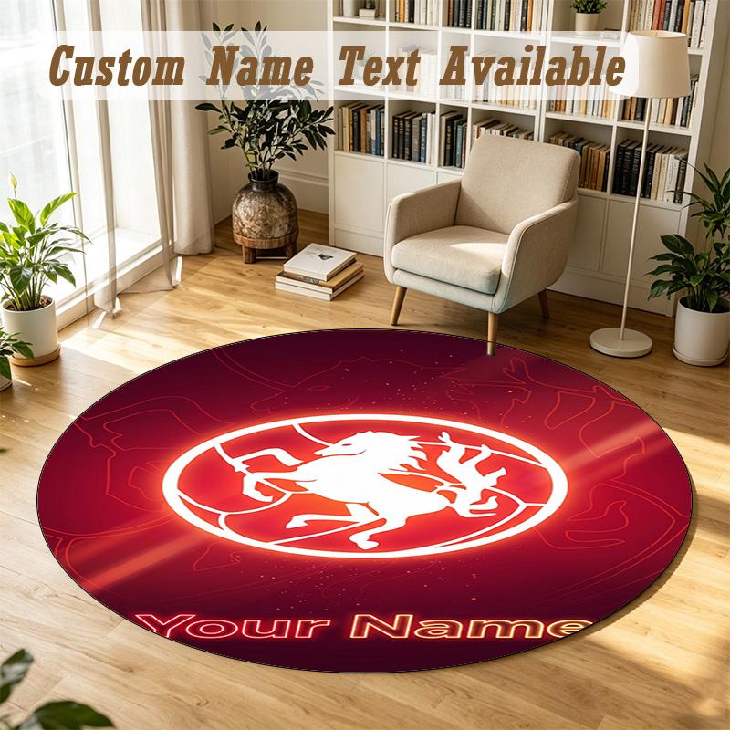 Round Rug Custom NameFC Twente Pattern Non Slip Carpet Home Floor Decor