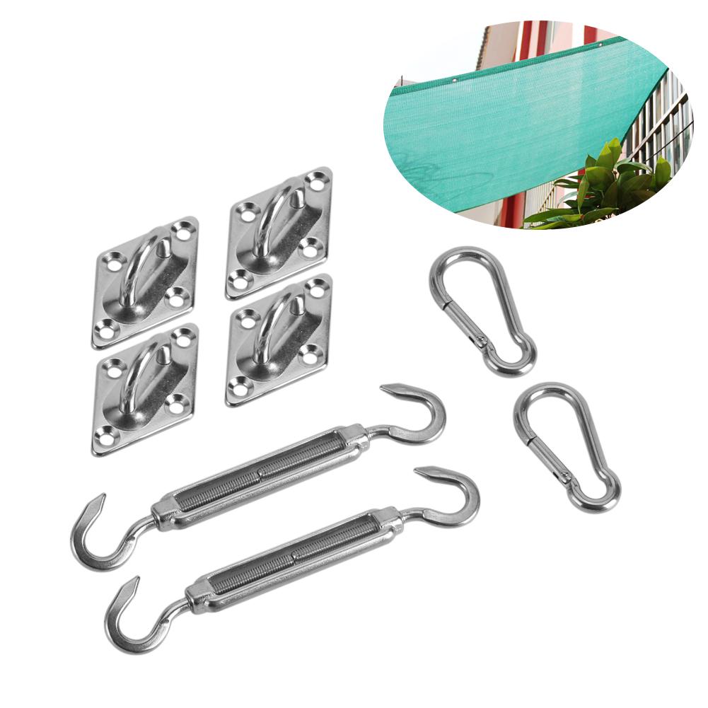 8pcs/Set Silver Stainless Steel Sun Shade Sail Hardware Kit Installation Accessories