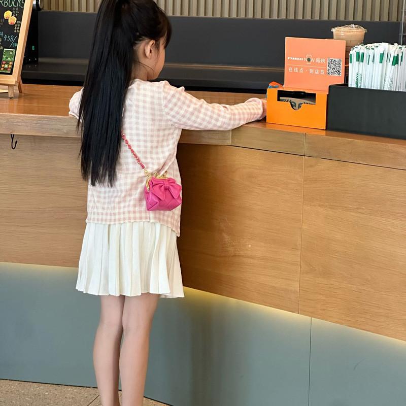 Стильная сумка-принцесса на одно плечо для детей, шикарная стеганая однотонная с дизайном в виде банта