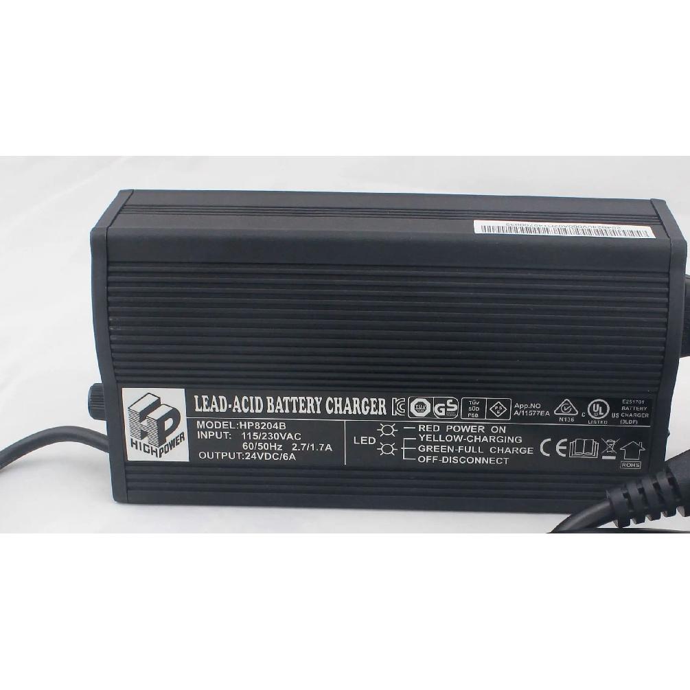 HP8204B 24V 6A Зарядное устройство для аккумулятора скутера для мобильности или электроколяски Зарядное устройство для свинцово-кислотного гелевого аккумулятора KC UL CE