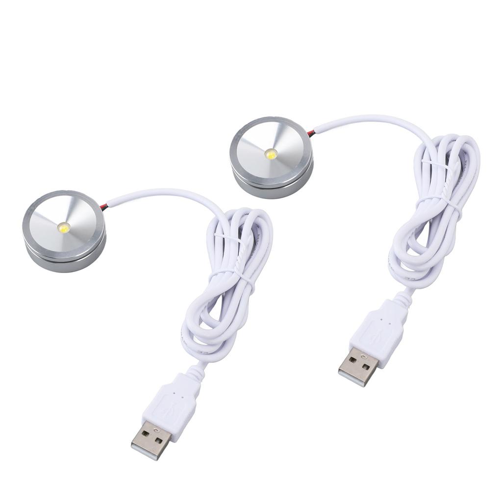 Display Spotlight Round USB Plug in Small LED Showcase Lamp with 4.2ft Cable for Jewelry Cabinet Cupboard Shelf 5V