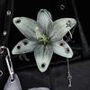 1 pc Simulation Cloth Flower Key Ring Cool Rivet Lily Flower Keyring Pendant Handbag Hangings Decoration Gifts Bag Ornaments