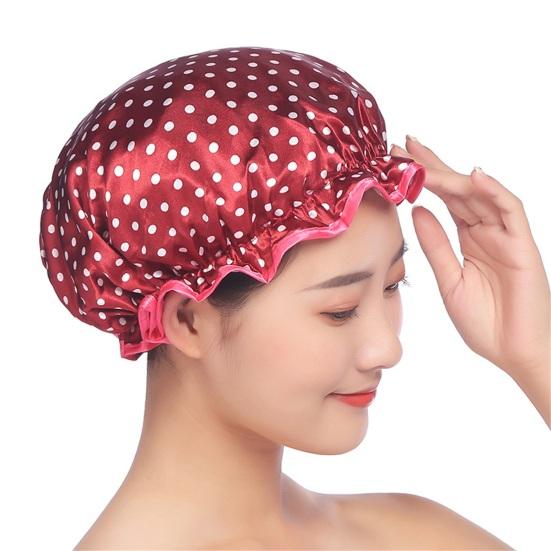 Shower Hat Elastic Multifunctional Thickened Reusable Comfortable Waterproof Double Layer Soft Large Brim Bath Cap Household Supplies