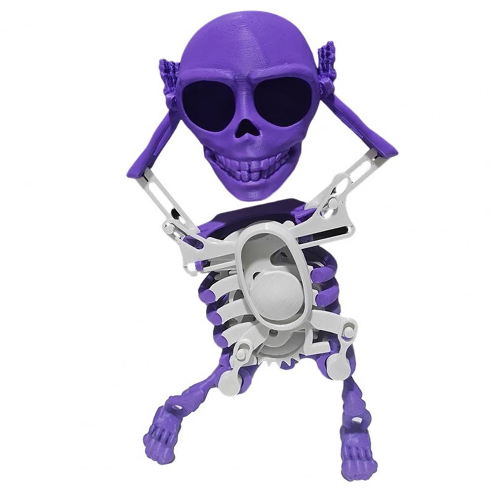 Funny Wind-up Dancing Skeleton Toy No Need Battery Kids Toddlers Desktop Mini 3D Print Shaking Skull Doll Spring Clockwork Toy