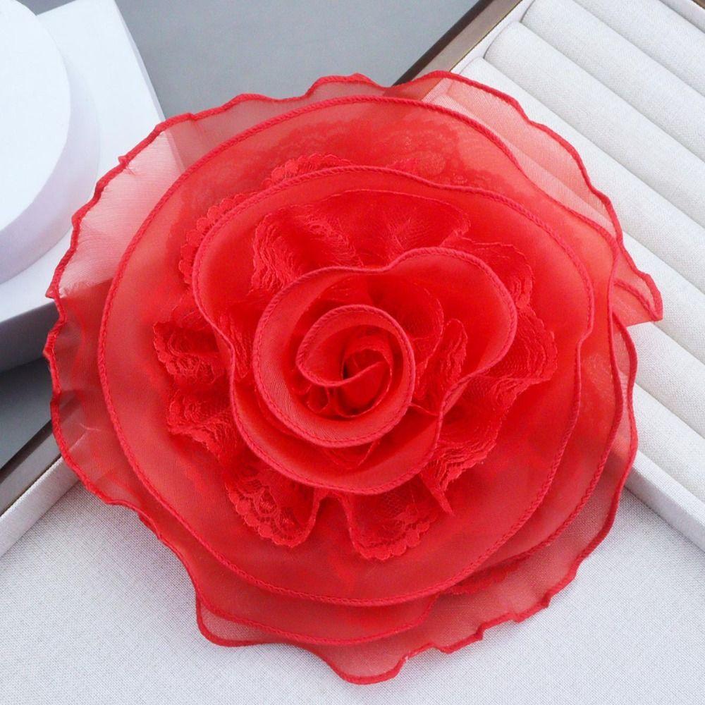 Multi-layer Yarn Rose Flower Brooch Organza Multi-Layer Floral Brooch for Women