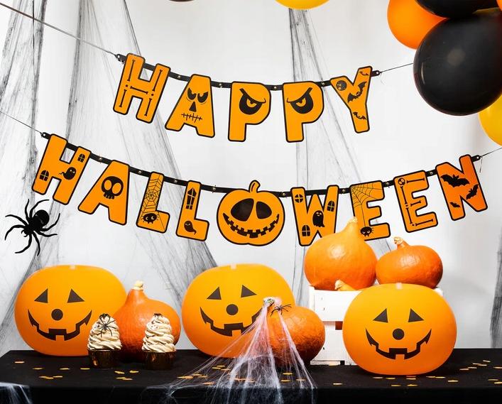 Zestaw Na Halloween  Balony Baner Kurtyna  1 Kpl.