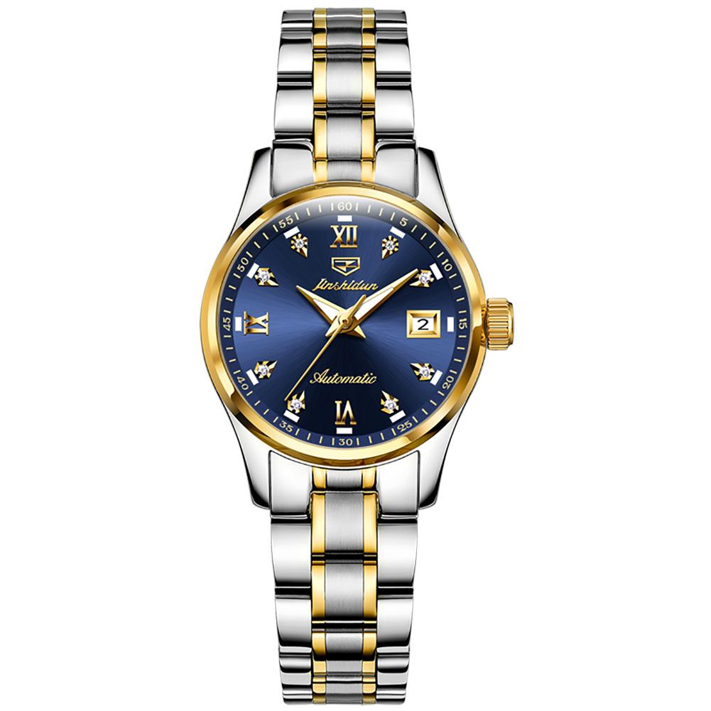 JINSHIDUN Brand Watch Heart Steel Automatic Mechanical Single Calendar Luminous Waterproof Women's Watch Women's Watch