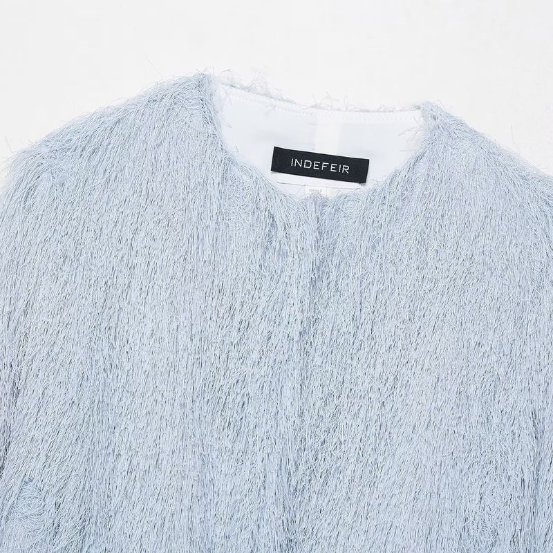 Kaslead Новая женская одежда Западный стиль Мода Простая декорированная куртка с кисточками 8376857 406