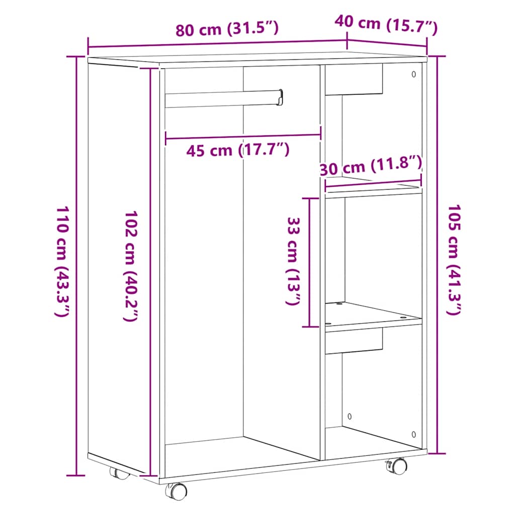 Clothing Rack Artisan Oak 80 x 40 x 110 cm Wood Based Material