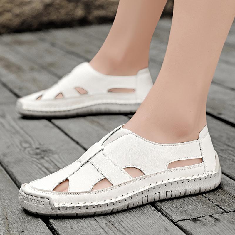 Летние сандалии с отверстиями 2025 года, ручной работы, с закрытой стопой, мужская повседневная дышащая пляжная обувь для пар, женская обувь больших размеров