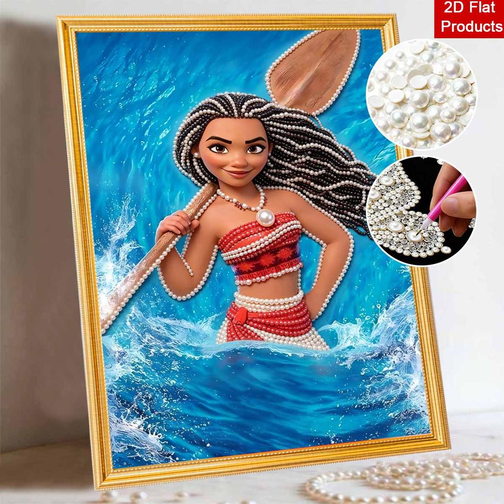 Disney Жемчужная живопись Моана Ручная работа DIY Жемчуг Драгоценные камни Картины Поделки Особая форма Домашний Декор Стены