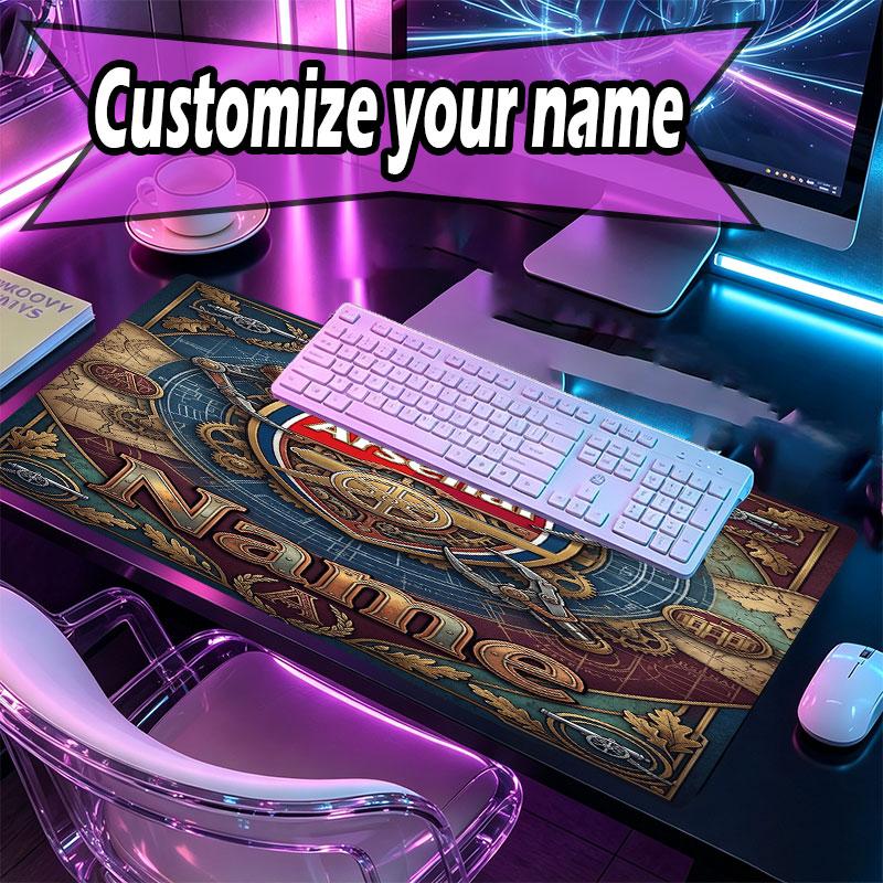 Custom Name Personalized Arsenal F.C Pattern Mousepad, Laptop PC Desk Mat, Decorative Desk Mat for Home Keyboard Pad Gift