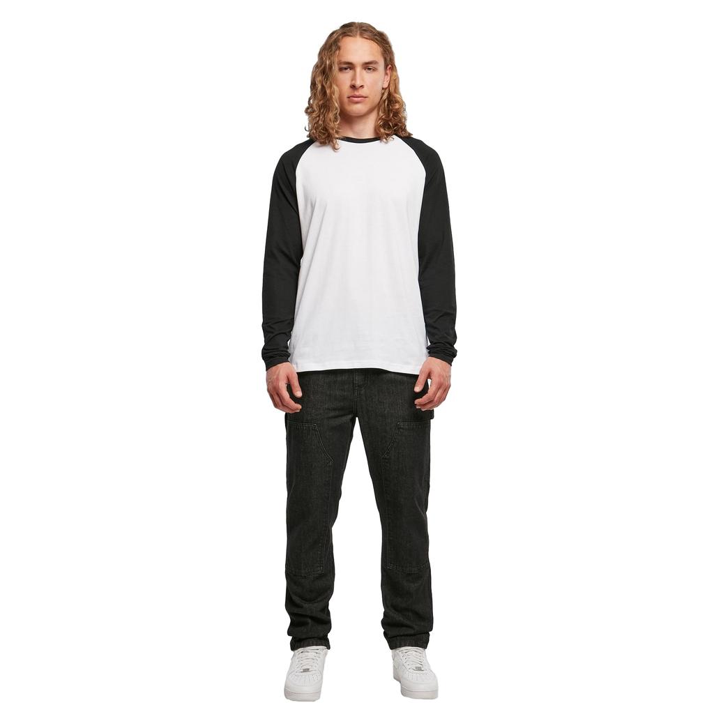 Build Your Brand Mens Contrast Raglan Long-Sleeved T-Shirt