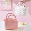 Soft Material Storage Basket Drainable Design Handheld Basket Bath Basket  Dormitory Living