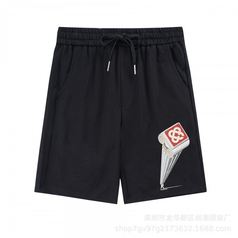 Casablanca Print Casual Shorts Relaxed Fit Streetwear Men Women