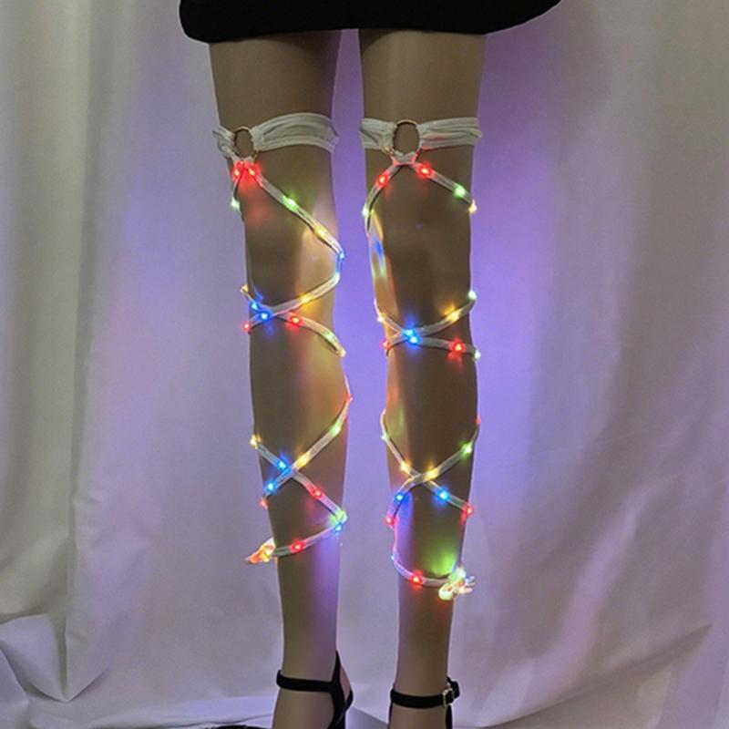 1 Pair Women's LED Leg Wraps Dancer Fashion Gogo Costume Leg Wraps Bandage Leg Straps Stocking Futuristic Clothing Sexy Wraps