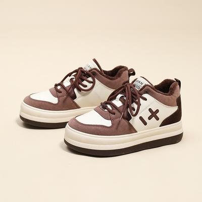 Модные кроссовки Женские Осень Зима 2024 Новые Повседневные Женские Спортивные Туфли на Платформе Женские Плюс Бархатные Теплые Хлопковые Туфли Zapatos De Mujer