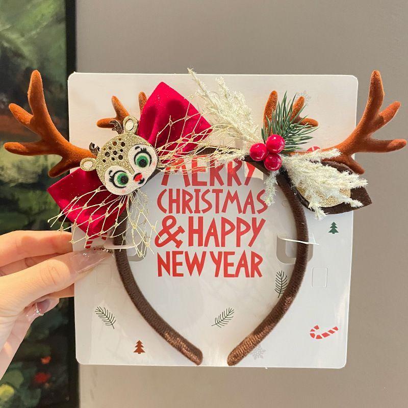 Christmas Elk Antler Headband - Festive Forest-Style Photo Prop for Adults