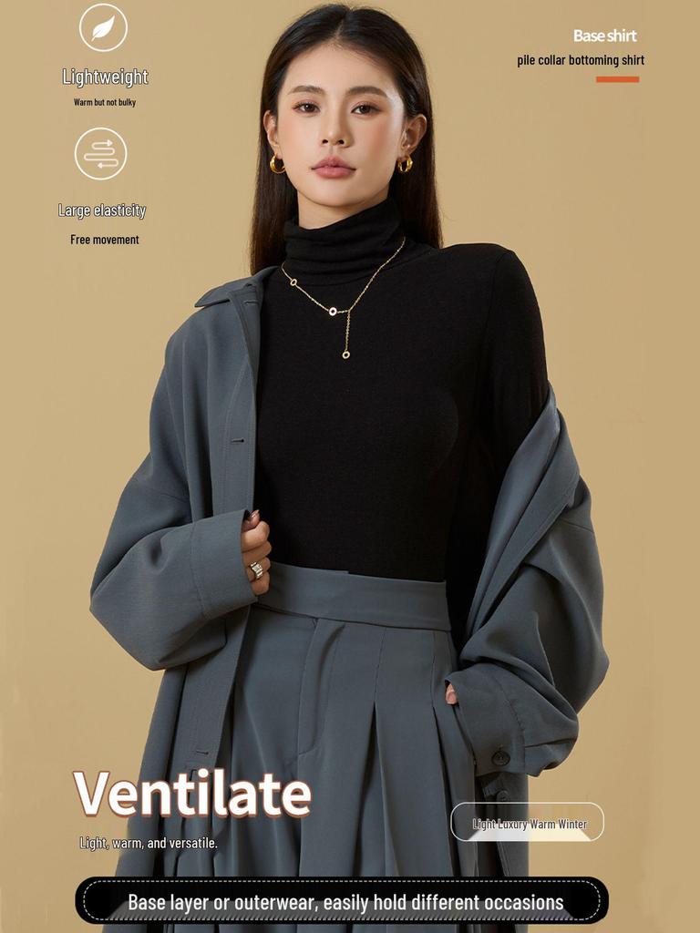 Women's Turtleneck Base Layer: Tencel Wool, Slim Fit, High Elasticity, Long Sleeve, Warm Autumn-Winter Top