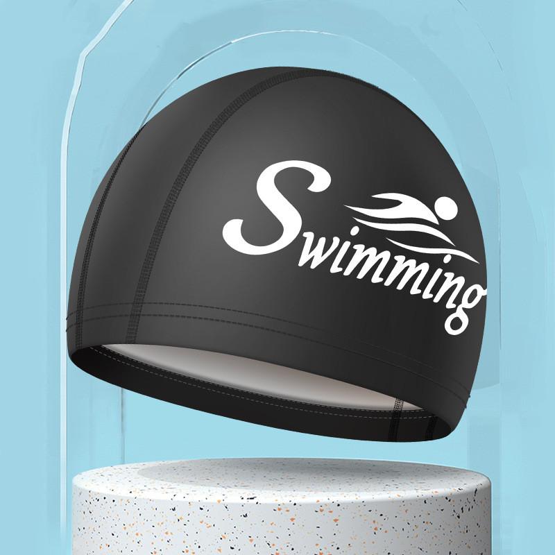 Шапочки для плавания для женщин и мужчин, универсальные, большого размера, для защиты ушей, для купания, водонепроницаемые, с буквенным принтом, из полиуретана