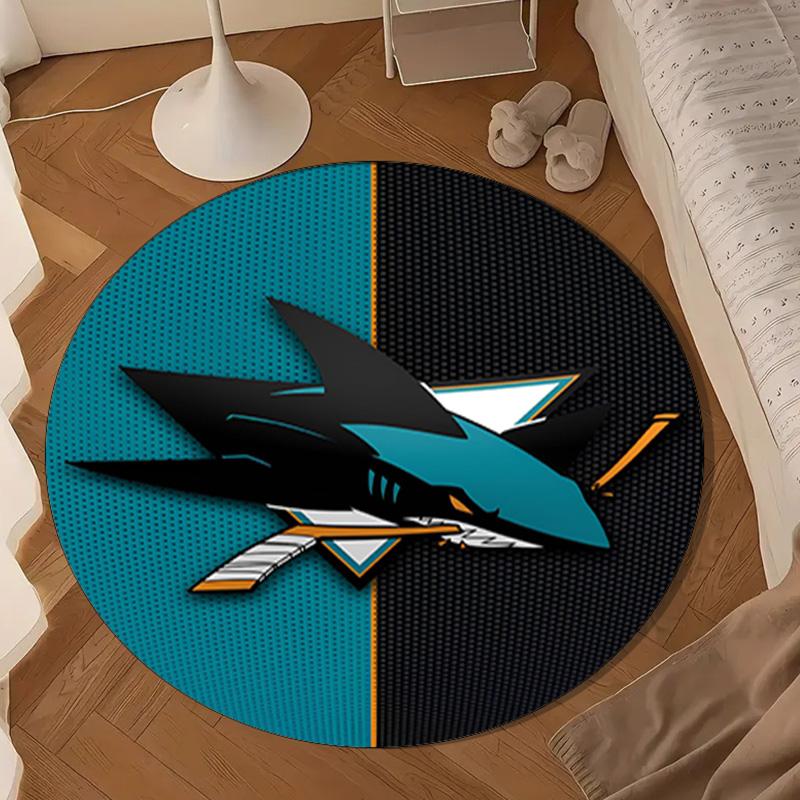 San-Jose Sharks Hockey Round Rug for Livingroom,Bedroom, Palyroom, Chair Rug, Area rug, Circle Carpet, Large Size Decor Fan Christmas gift
