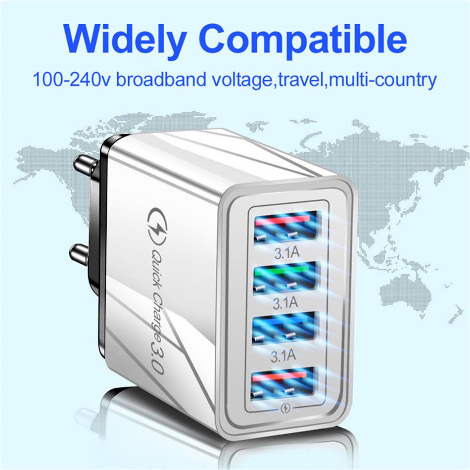 5-портовый USB-адаптер питания 5 В 3 А, стандарт США/ЕС, мобильное зарядное устройство