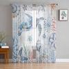 Летний океан Коралл Ракушка Песок Доллар Ретро Синяя Черепаха Прозрачные шторы Оконные шторы для комнаты Кухонные шторы Тюль Вуаль