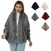 Rabbit Fur Collar Shawl Sleeves Monochrome Cardigan Large Size Knitted Cape Loose Knitted Coat Women