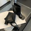 Autumn Fashion Women's Short Boots Fashionable Square Toe Thumb Toe High Heel Ankle Boots Thick Heel Sandals