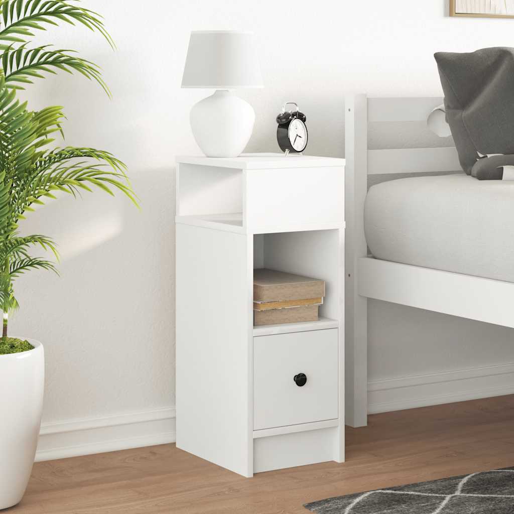 Nightstand with Drawer White 25 x 31 x 66 cm